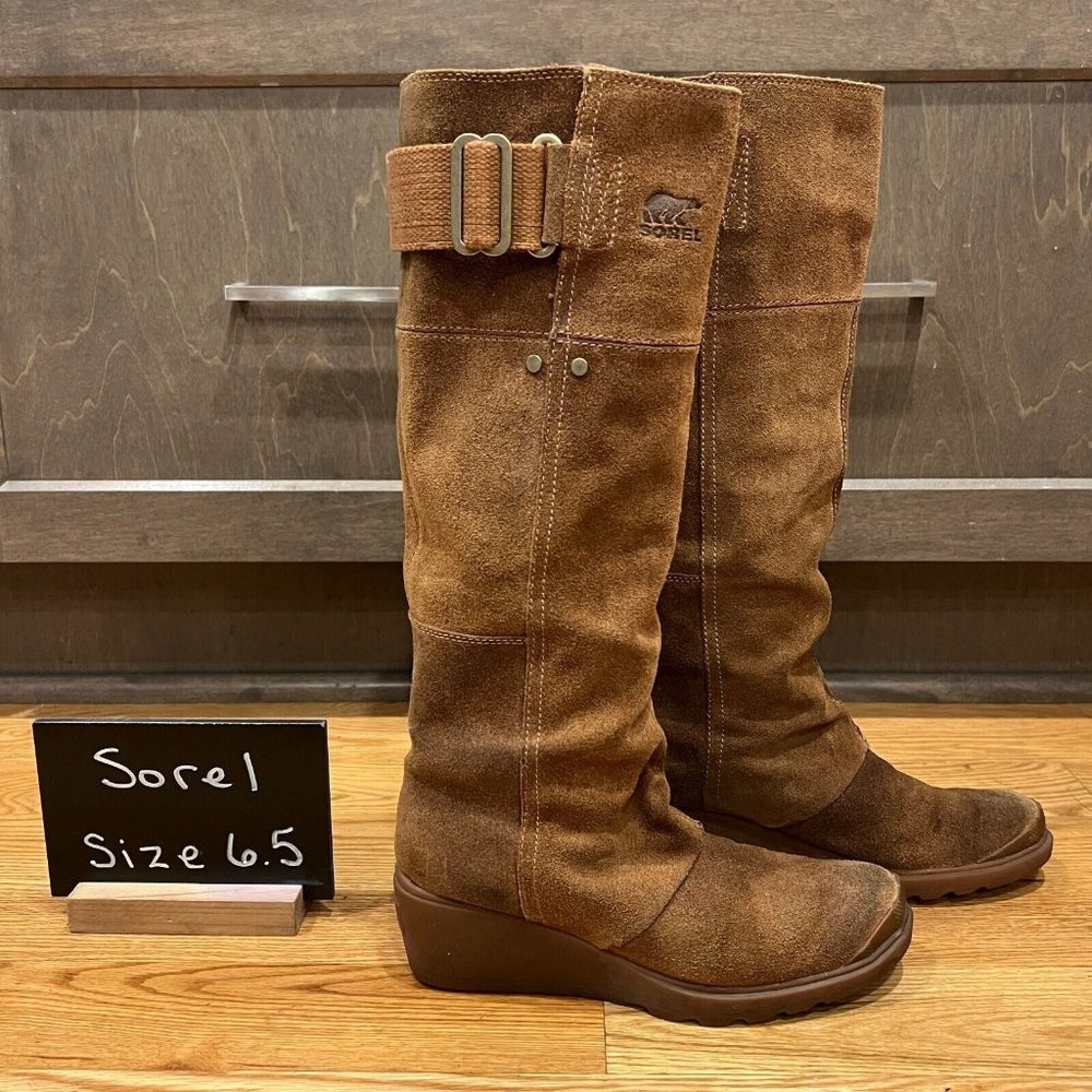 Womens Sorel Brown Toronto Tall Suede Wedge Waterproof Winter Boot Size 6.5 M